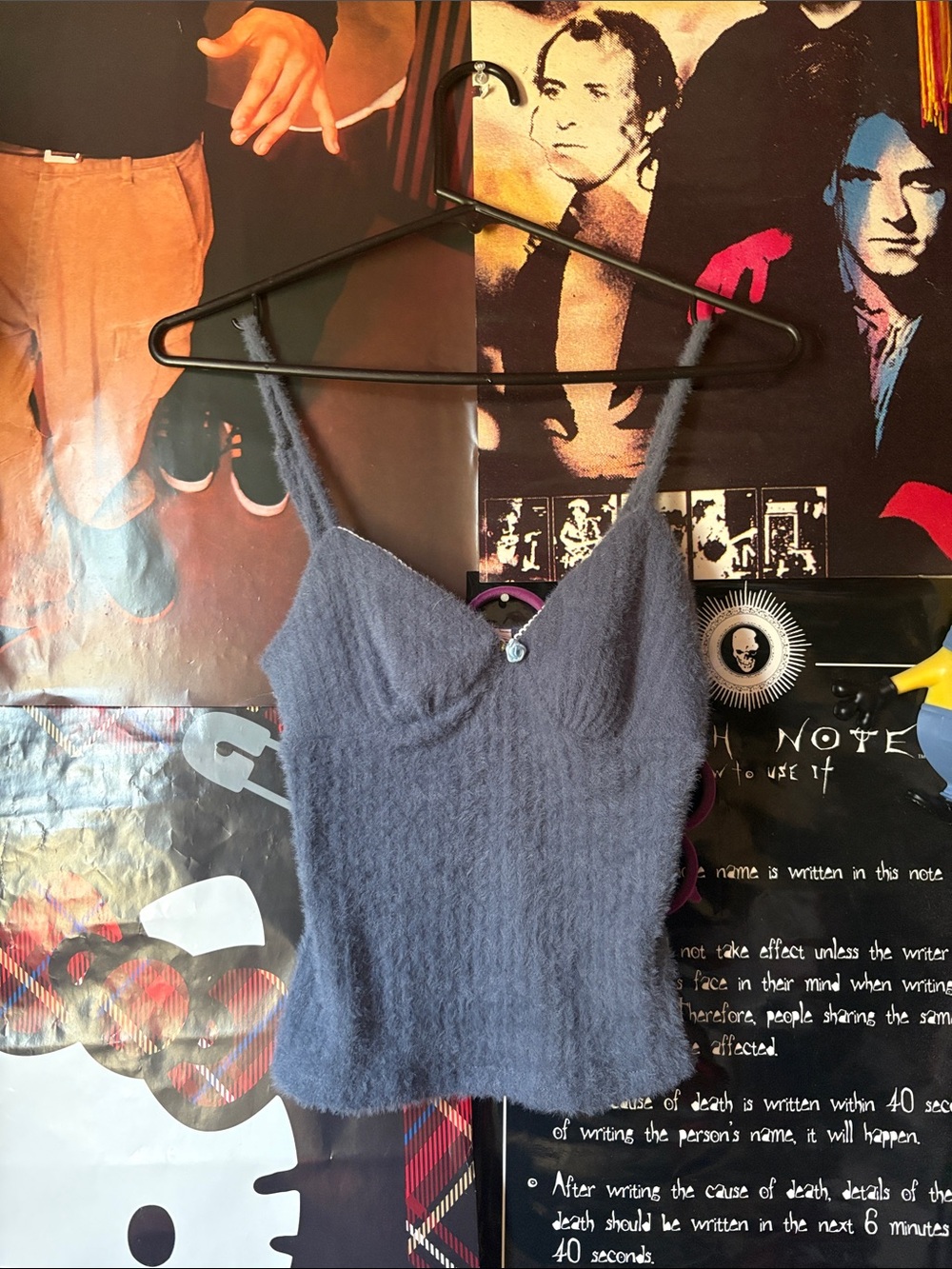Blue fluffy tank top